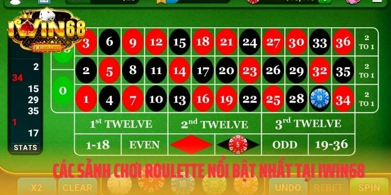 Các sảnh chơi Roulette nổi bật nhất tại IWIN68